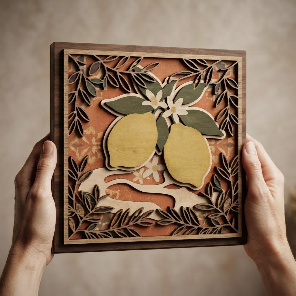 Lemon Wooden Sign, Citrus Fruit Wall Art, Mediterranean Kitchen Decor, Lemon Blossom Wood Hanging, Farmhouse Wall Decor, Housewarming Gift
