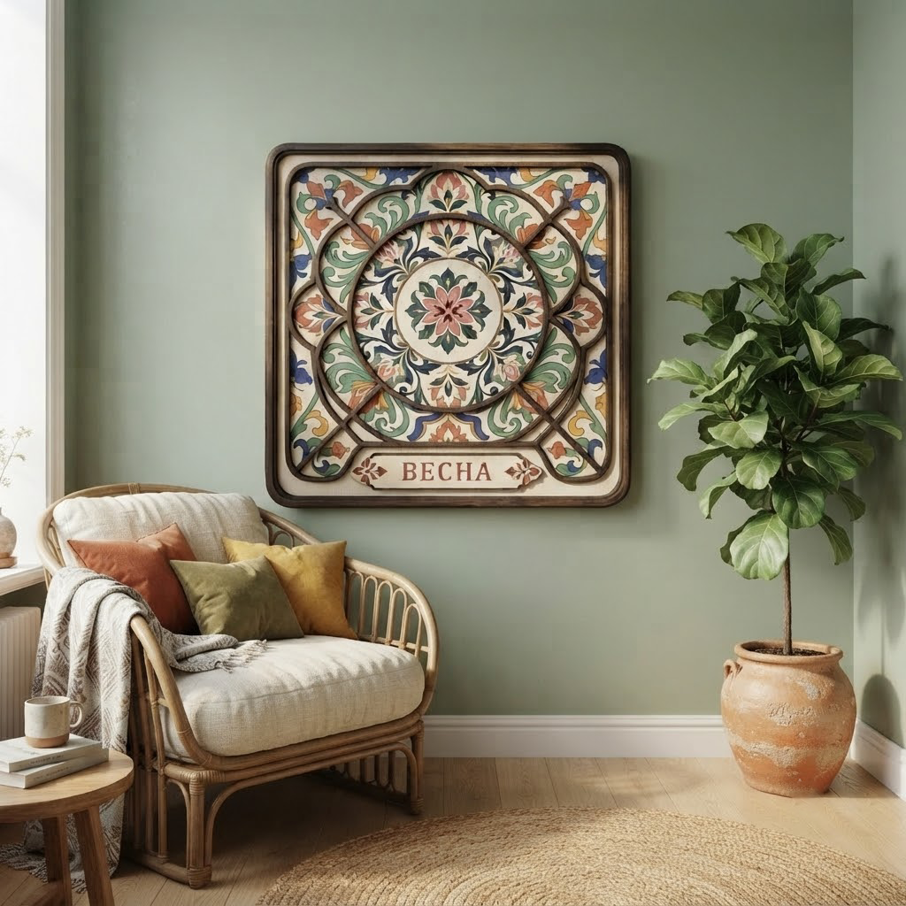 Mandala Wooden Sign, Personalized Wall Art, Moroccan Boho Decor, Name Sign Custom, Bohemian Home Hanging, Geometric Wood Carving, Housewarming Gift
