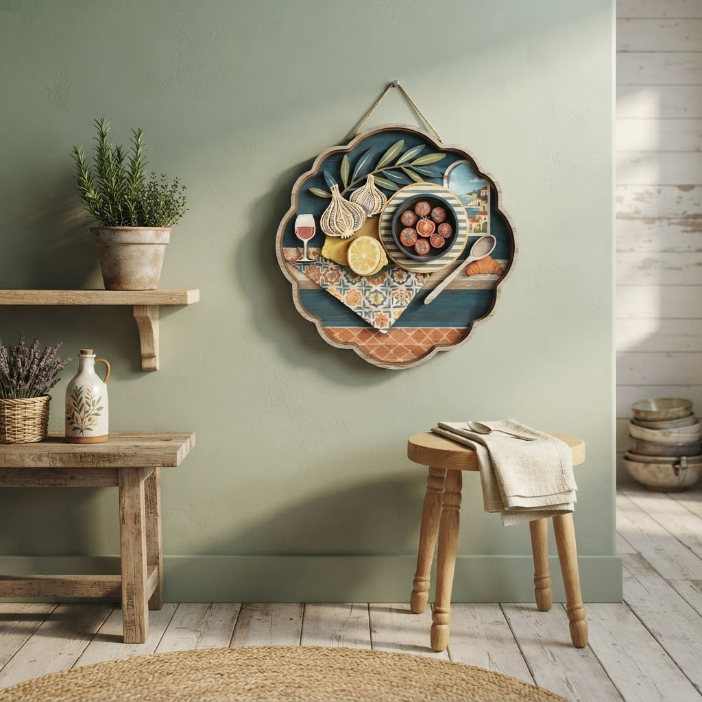 Mediterranean Kitchen Wooden Sign, Culinary Wall Art, Italian Food Wood Carving, Lemon Garlic Decor, Rustic Home Hanging, Farmhouse Kitchen Accent