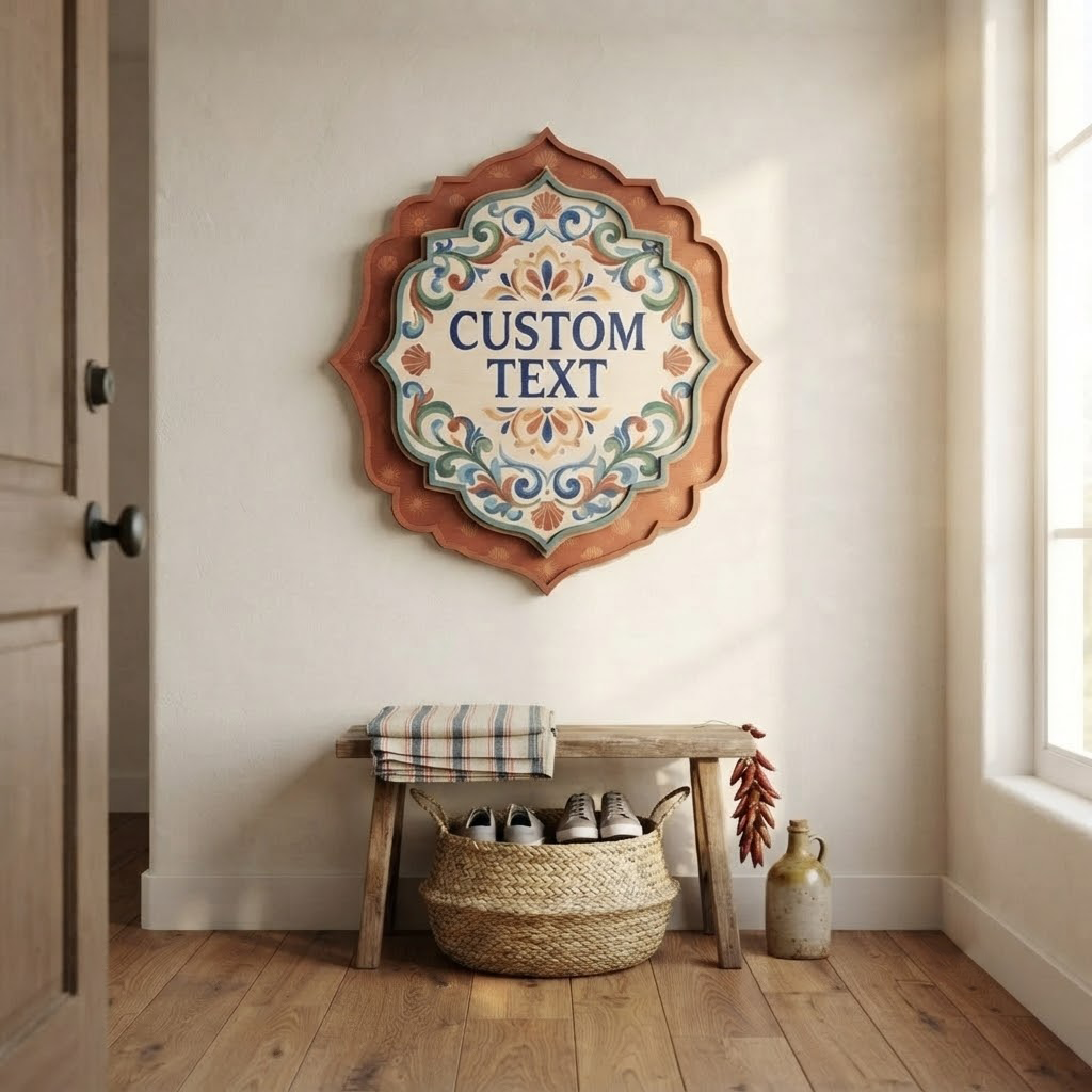 Custom Wood Sign, Boho Mandala Wall Art, Personalized Home Decor, Southwestern Wall Hanging, Housewarming Gift, Rustic Wooden Plaque