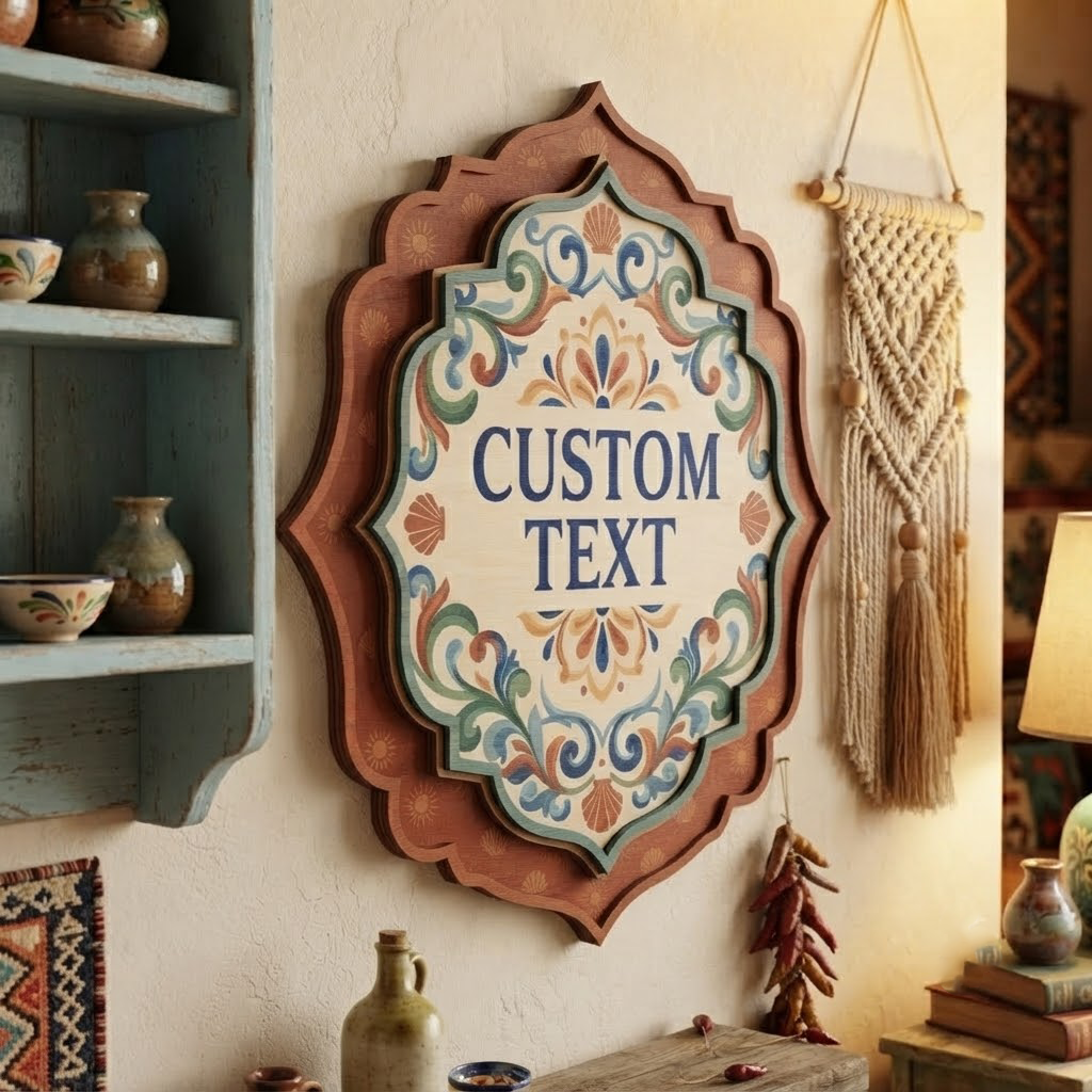 Custom Wood Sign, Boho Mandala Wall Art, Personalized Home Decor, Southwestern Wall Hanging, Housewarming Gift, Rustic Wooden Plaque