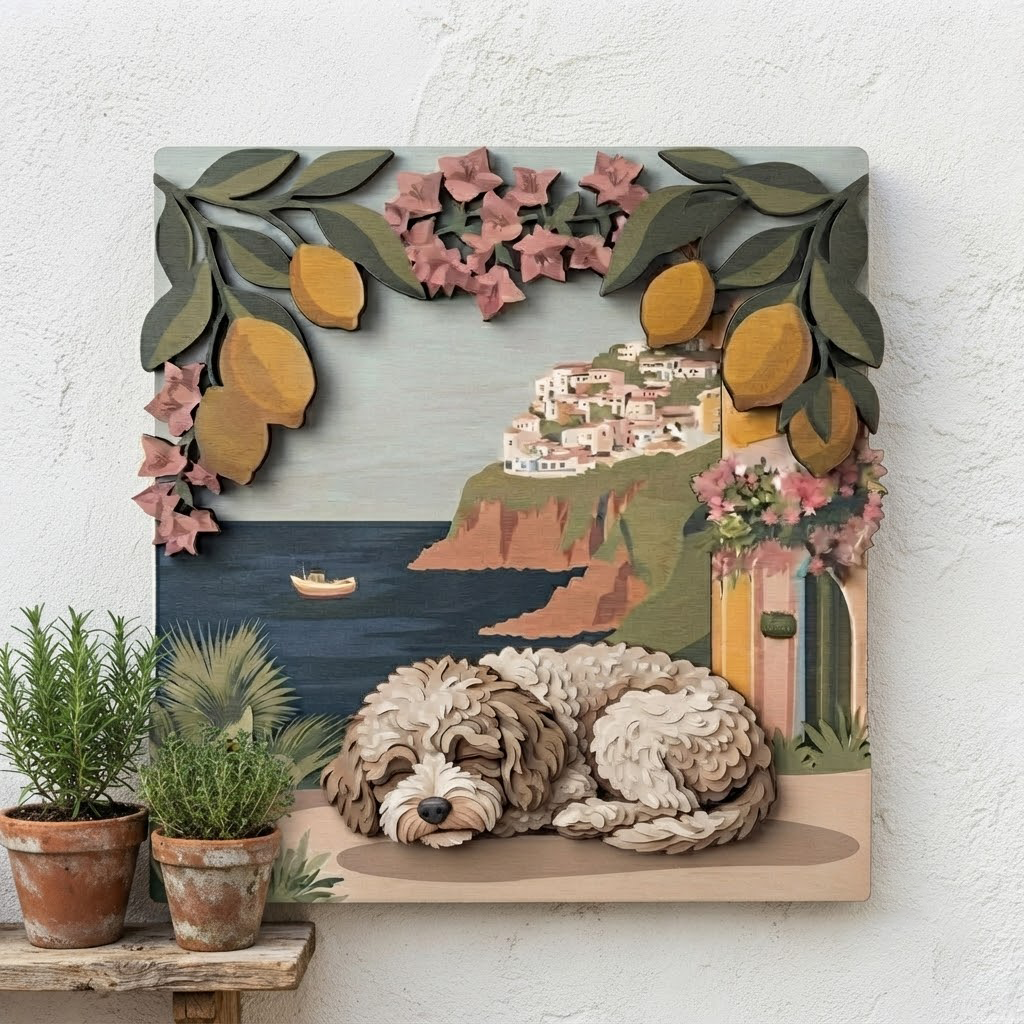 Amalfi Coast Wooden Wall Art, Pink Convertible Car Sign, Summer Coastal Home Decor, Italian Riviera Plaque, Vacation Wall Hanging